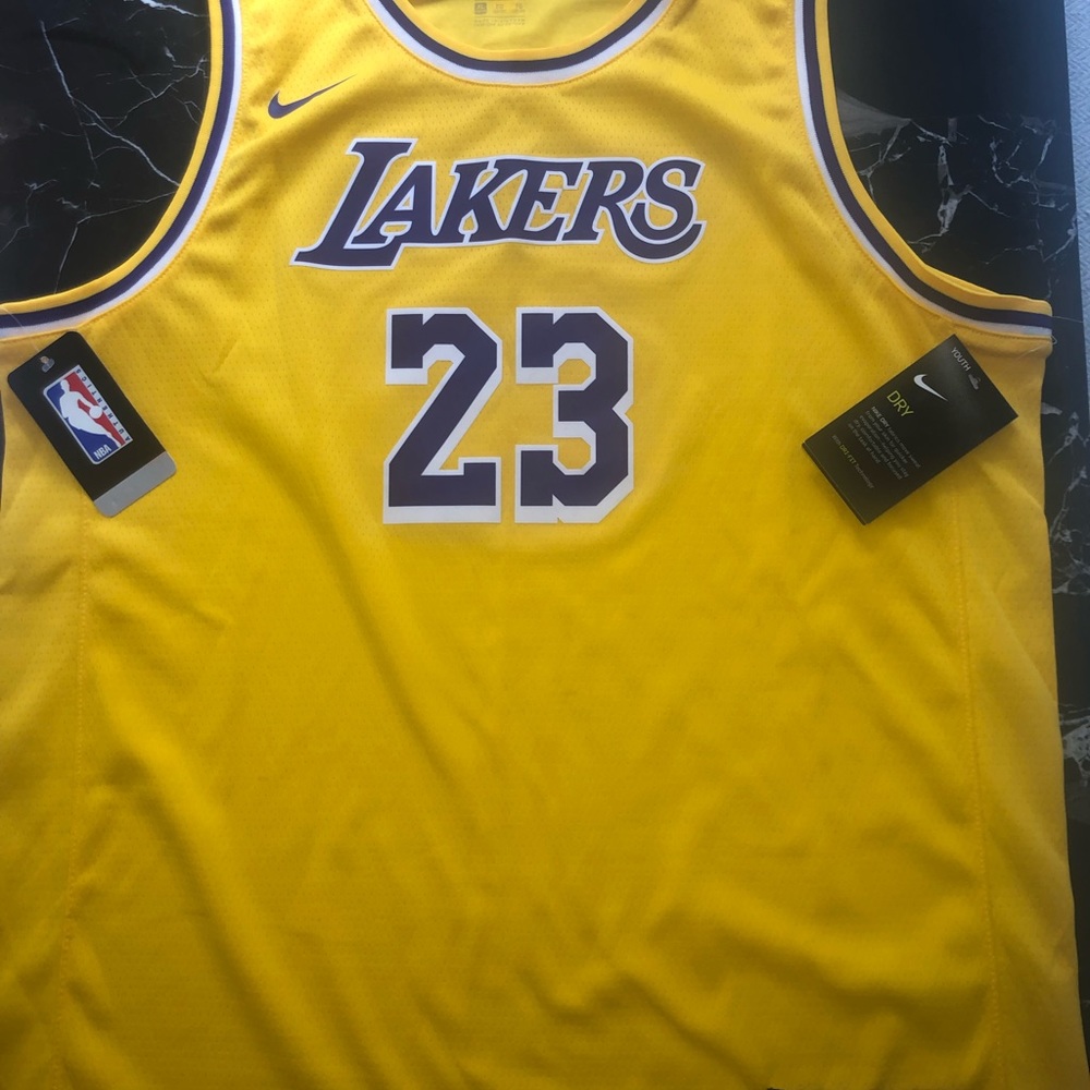 LeBron, Lakers number 23, yellow jersey with tags